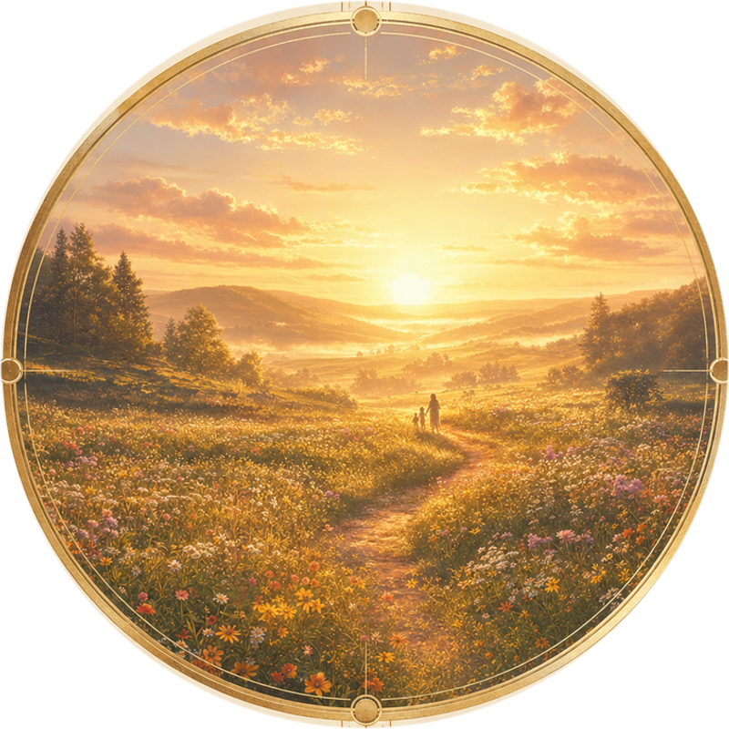 Just because Just-because gift: a path through a wildflower meadow toward the rising sun