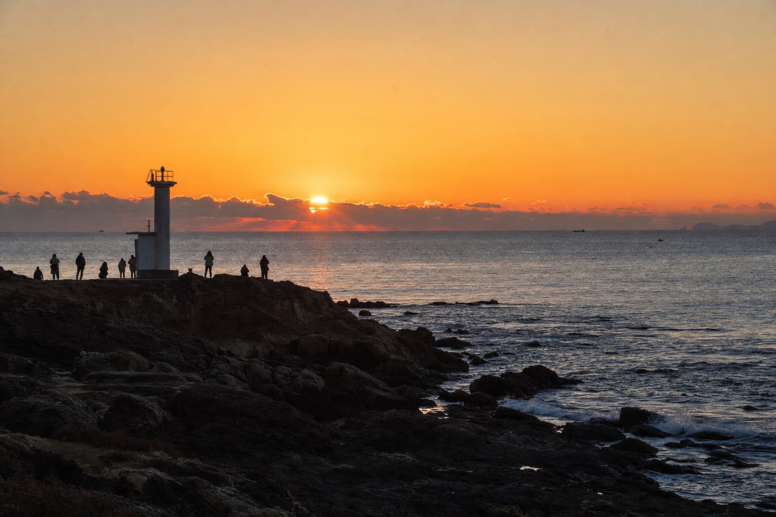 New Year sunrise over the Pacific from a rocky cape in Japan