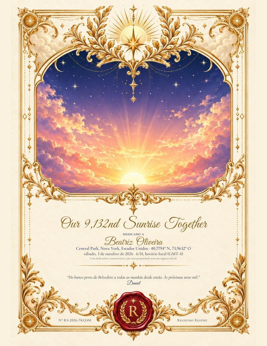 The Nth Sunrise: Um exemplo de certificado.