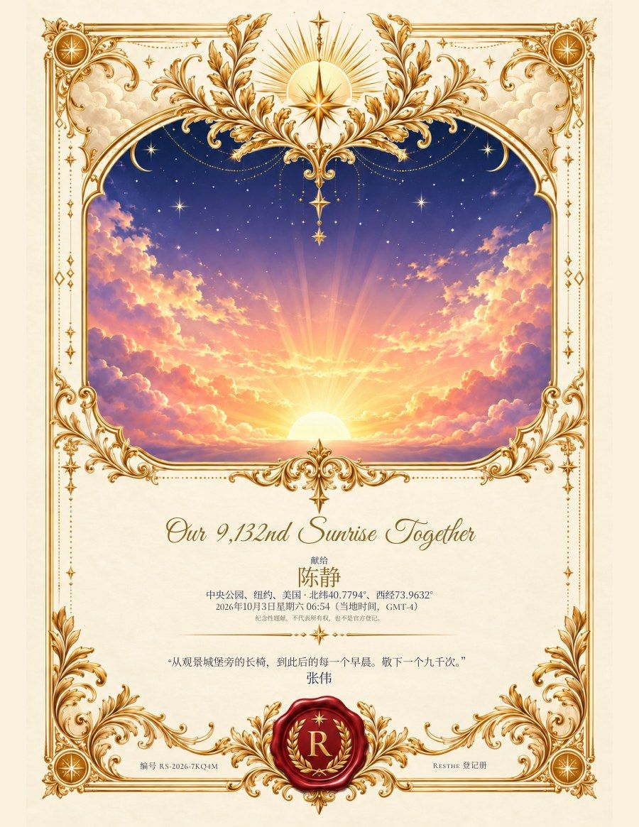 The Nth Sunrise: 证书示例。 The Nth Sunrise: 证书示例。