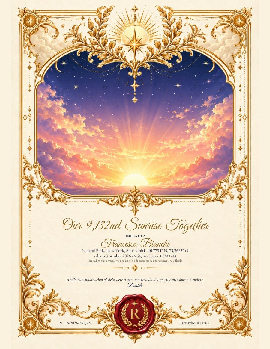 The Nth Sunrise: Un esempio di certificato.