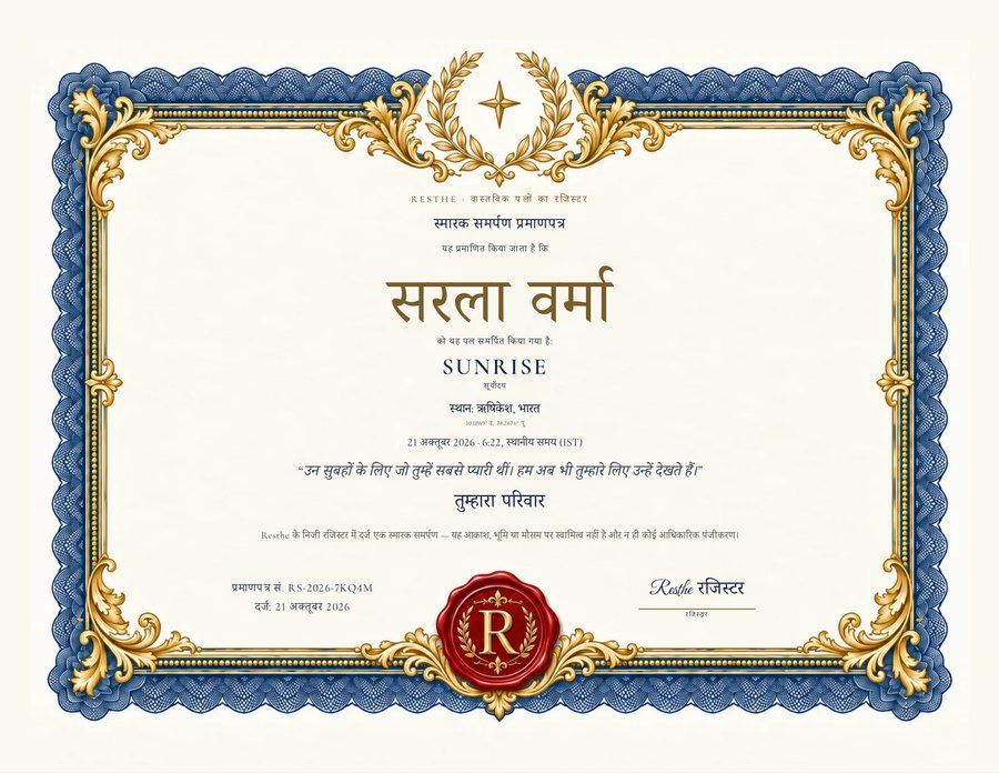 The Sunrise: प्रमाणपत्र का एक उदाहरण। The Sunrise: प्रमाणपत्र का एक उदाहरण।