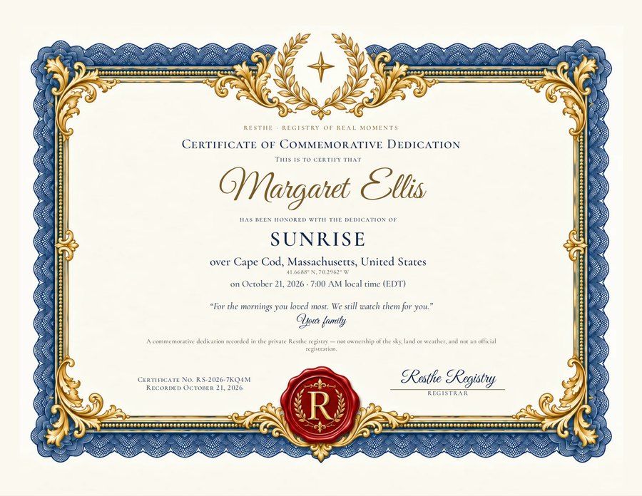 The Sunrise: An example certificate.