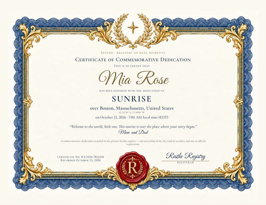 The Sunrise: An example certificate.